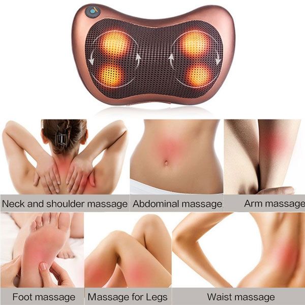 Pillow Massager With Deep Kneading Heated Massage Nodes Electric Cervical Body Massager